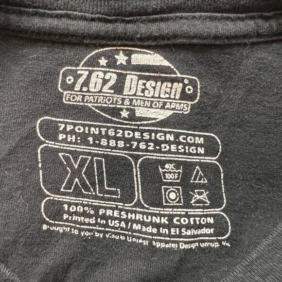 7.62 Design Black/Beige Skull Army "Never Accept Defeat" Graphic Shirt- XL - Picture 6 of 13